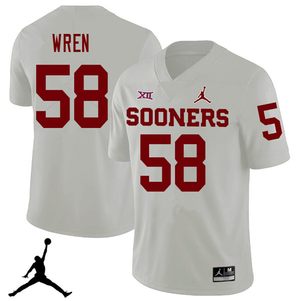 Jordan Brand Men #58 Erick Wren Oklahoma Sooners 2018 College Football Jerseys Sale-White